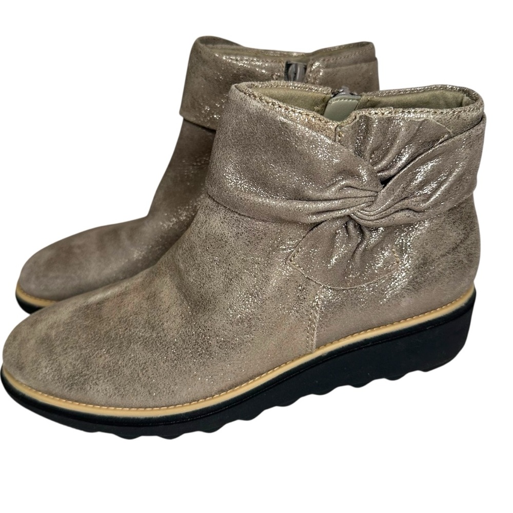 Clark"s Metallic Taupe-Gold Suede Women's Ankle Boots